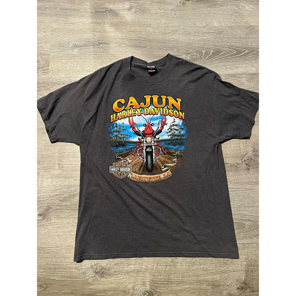 Harley-Davidson Cajun Lafayette LA Double-Sided Graphic T-Shirt Men's XL Black